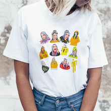 Load image into Gallery viewer, Fashion Women T-shirts harajuku Billie Eilish Ulzzang T Shirts White Clothes for Girls Women T-shirt Female Tee O-Neck T Shirt