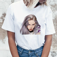 Load image into Gallery viewer, Fashion Women T-shirts harajuku Billie Eilish Ulzzang T Shirts White Clothes for Girls Women T-shirt Female Tee O-Neck T Shirt