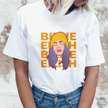 Load image into Gallery viewer, Fashion Women T-shirts harajuku Billie Eilish Ulzzang T Shirts White Clothes for Girls Women T-shirt Female Tee O-Neck T Shirt
